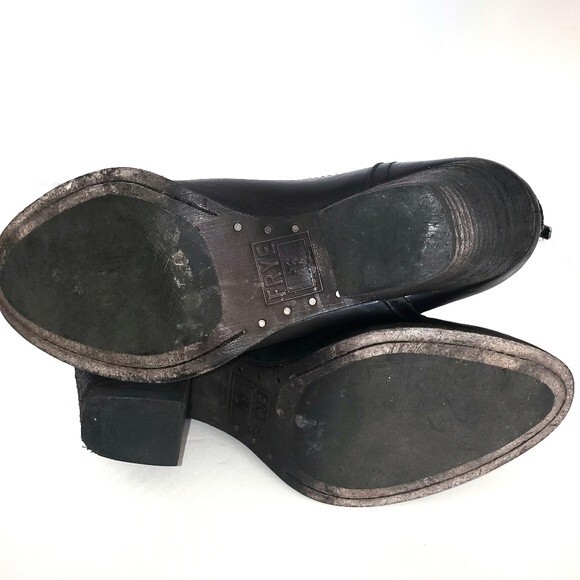 Frye Black Leather & Suede Tessa Zip Short Ankle Boot Bootie 6.5 - Picture 10 of 13